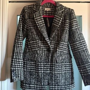 LOFT Black and White Checkered Blazer